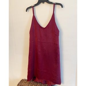 Red shiny shift dress